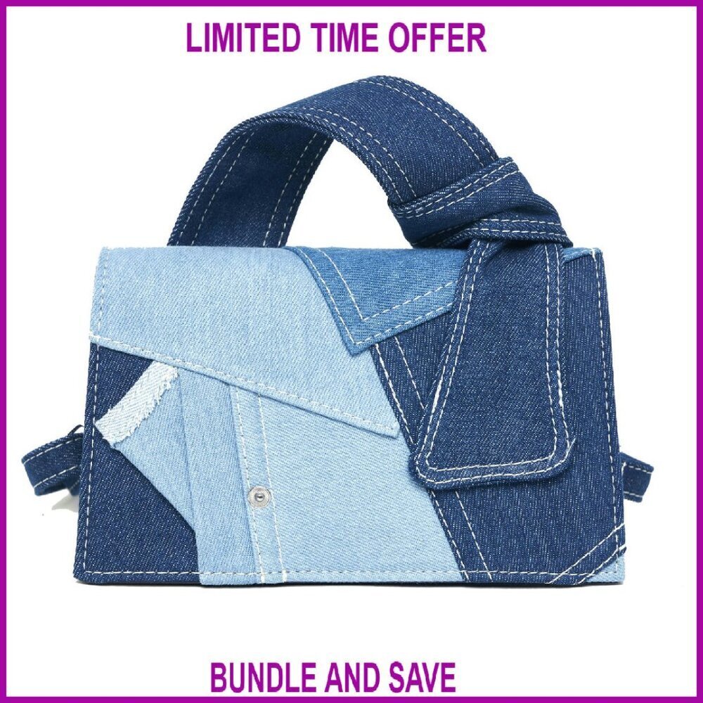 Mini Denim Patchwork Crossbody Shoulder Bag Clutch Handbag